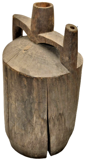 OSMANLI AHŞAP TESTİ  EL YAPIMI SU TESTİSİ TEK PARCA AGACDAN YAPILMIŞ ATL KISMI KAPAK ŞEKLİNDE ACILARAK İÇİ OYULMUŞ