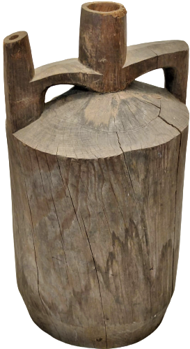 OSMANLI AHŞAP TESTİ  EL YAPIMI SU TESTİSİ TEK PARCA AGACDAN YAPILMIŞ ATL KISMI KAPAK ŞEKLİNDE ACILARAK İÇİ OYULMUŞ