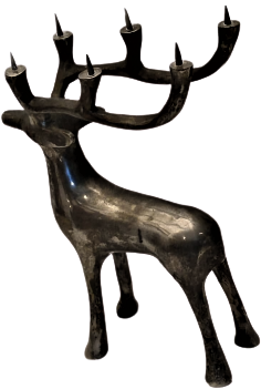 PİRİNC GÜMÜŞ KAPLAMA  BOYNUZLARINA ALTI ADET MUM TAKILAN  YENİ YIL HABERCİSİ ÖZEL TASARIM  GEYİK