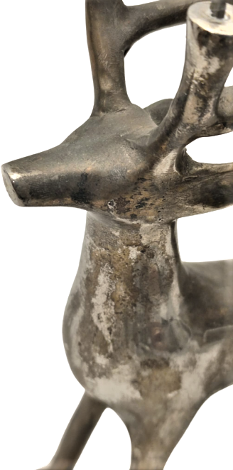 PİRİNC GÜMÜŞ KAPLAMA  BOYNUZLARINA ALTI ADET MUM TAKILAN  YENİ YIL HABERCİSİ ÖZEL TASARIM  GEYİK