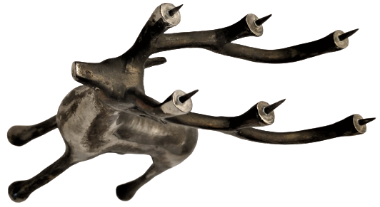 PİRİNC GÜMÜŞ KAPLAMA  BOYNUZLARINA ALTI ADET MUM TAKILAN  YENİ YIL HABERCİSİ ÖZEL TASARIM  GEYİK