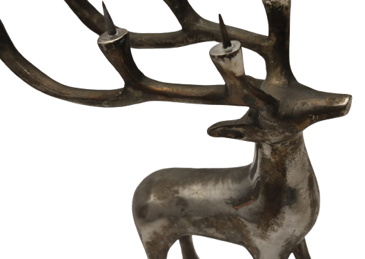 PİRİNC GÜMÜŞ KAPLAMA  BOYNUZLARINA ALTI ADET MUM TAKILAN  YENİ YIL HABERCİSİ ÖZEL TASARIM  GEYİK