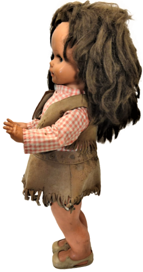 1960 VINTAGE GÖTZ PUPPE  2071/52 YURUYEN GÖZLERİ HAREKETLİ AYAKKABILI DERİ ETEK VE YELEKKLİ ADIM ATAK MEKANİK PİLLİ BEBEK