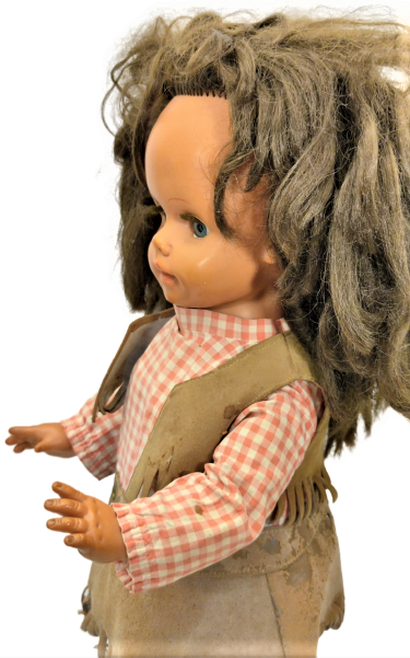 1960 VINTAGE GÖTZ PUPPE  2071/52 YURUYEN GÖZLERİ HAREKETLİ AYAKKABILI DERİ ETEK VE YELEKKLİ ADIM ATAK MEKANİK PİLLİ BEBEK