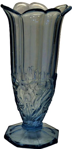 OSMANLI VAZO AGZI MARUL FOMDA RENK MÜHTEŞEM UCUK MAVİ  CAMDAN ÜZERİ ALT TARAFINDA KABARTMA SEKİZ KÖŞELİ AYAK