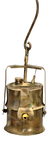 PİRİNC MADENCİ KARPİT LAMBASI SU KAPAGI VE ISIK AYARLAMA KAPAKLARI ASMA KANCALI UFAK BOYDA 14 CM BOY 6,5 CM CAPINDADIR