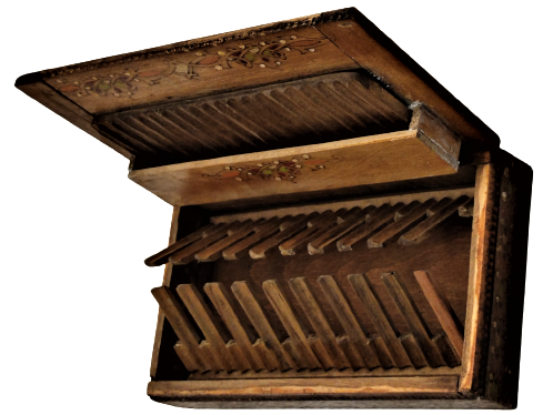 HAPISHANE İŞİ EL KÖK BOYAMA EL YAPIM USTA İŞİ SIGARA İKRAM KAPAKLI İCERSİ HAREKETLİ AHŞAP SUNUM KUTUSU 40 DAL SİGARA KOYMA