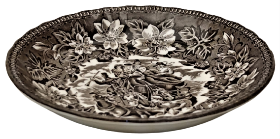 1828 COACHİNG TAVERNS ROYAL TUDOR STAFFORDSHIRE ENGLAND PORSELEN DUVAR TABAGI 4  ATLI POSTA ARABASI 