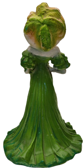 1968 İRFAN SANATCI İMZALI ALCI EL BOYAMA YEŞİL GECE TUVALET ELBİSELİ ŞAPKALI ELİNDE CİCEK BUKETİ TUTMAKDA