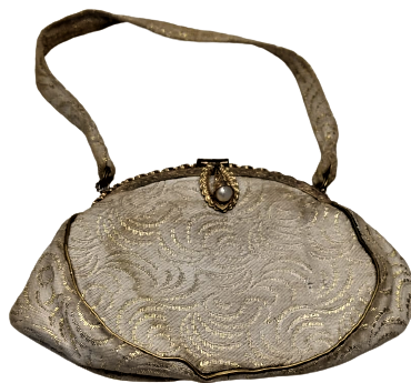 OSMANLI İNCİLİ GECE CANTASI KUMAŞ KISMI ELDE DOKUNMUŞ ALTIN SIRMA İSCİLİKLİ AGIZ KISMI KOMPLE ALTIN KAPLAMA EL YAPIM