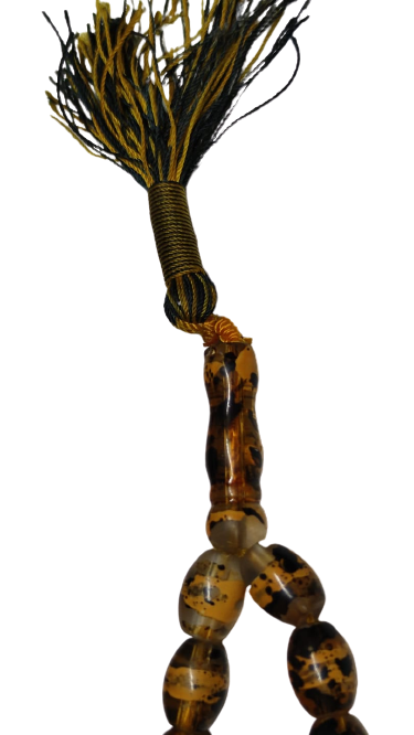 1950 FENERBAHCE KOLEKSİYONLUK  BEYKOZ CAM EL BOYAMA HABBELER İPEK EL ÖRME PÜSKÜL 33 ADET HABBE 2 DURAK VE İMAME 