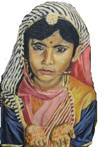 SANATCI İMZALI  TUAL ÜZERİNE YAGLIBOYA CALIŞMA ANLINA  ELLERİNE KUTSAL BOYALAR SÜRMÜŞ BUDİST KIZ