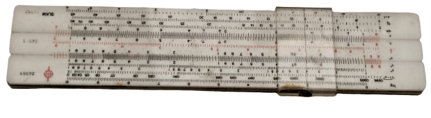 1960 VİNTAGE SKALA SKLM LOGARİTMİK SÜRGÜLÜ CETVEL ÖRJİNAL DAMGALI DERİ MUHAFAZASINDA MUHENDİSLİK CETVELİ