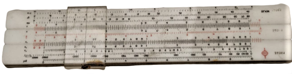 1960 VİNTAGE SKALA SKLM LOGARİTMİK SÜRGÜLÜ CETVEL ÖRJİNAL DAMGALI DERİ MUHAFAZASINDA MUHENDİSLİK CETVELİ