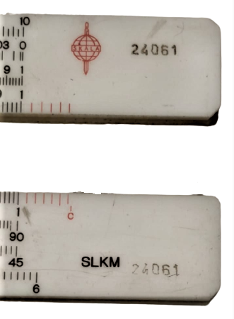 1960 VİNTAGE SKALA SKLM LOGARİTMİK SÜRGÜLÜ CETVEL ÖRJİNAL DAMGALI DERİ MUHAFAZASINDA MUHENDİSLİK CETVELİ