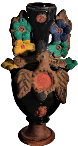 CUMHURİYET BAŞI YAPIMI CANAKKALE KUSLU CİCEKLİ TESTİ TAMAMI EL YAPIM KÖK BOYAMA KULPLU TESTİ SORUNSUZ 