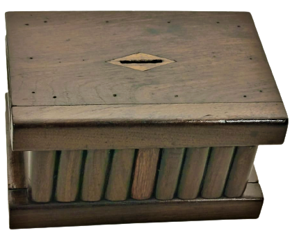 HAPISHANE MAHKUMLARIN YAPTIGI AHŞAP ŞİFRELİ GİZLİ ANAHTAR BÖLMELİ GİZLİ BÖLMESİ OLAN EL YAPIMI MASİF KUTU KAPAKLI KİLİTLİ KUMBARA