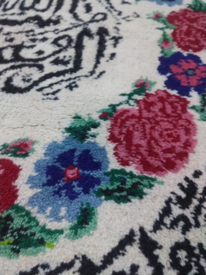 İSPARTA EL DOKUMA KÖK BOYA YÜN DUVAR HALISI GÖBEKLİ ÜZERİ AYETLİ 