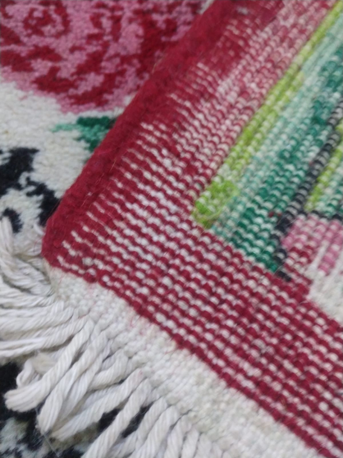 İSPARTA EL DOKUMA KÖK BOYA YÜN DUVAR HALISI GÖBEKLİ ÜZERİ AYETLİ 