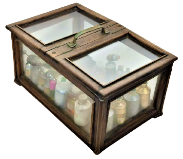 1930 SEYYAR ESANS PARFUM KOKUCU SANDIGI CAMLI CEMAKAN KOMPLE MASİF CERCEVE VE KAPAKLAR CAM CERCEVELER TAŞIMA KULPLU