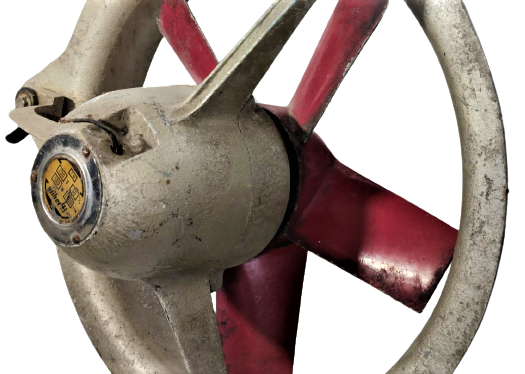 1950 BÜYÜK BOYDA DEMİR DÖKÜM GRI RENKDE KASNAK DOKUM KIRMIZI METAL PERVANE ALİBERTİ 220 VOLT SARGI MOTOR  FAN PERVANE
