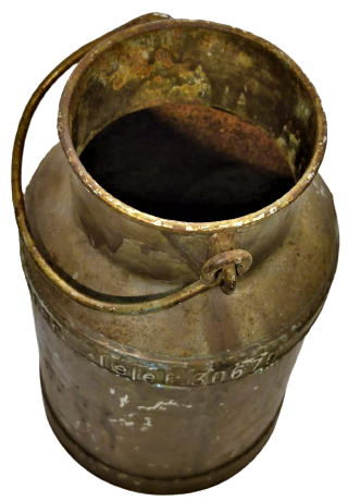 METAL KULPLU TAŞINABİLİR BEŞ LİTRELİK SÜT GÜGÜMÜ SÜTÜ CİFTLİKDEN MANDIRAYA TAŞIMA KABI SAHNE GOTTFRIED NIPPER TELEF 30679