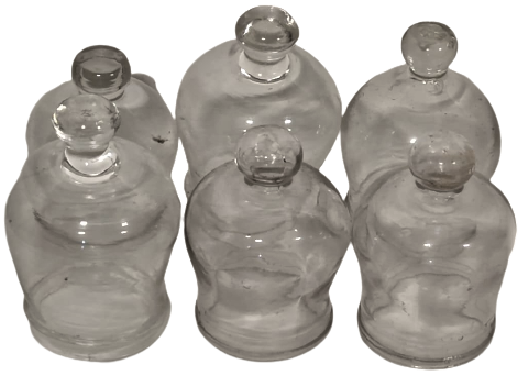 OSMANLI ALTI ADET FARKLI BOY MODEL  VE DEGİŞİK ÖLCÜ BOYLARDA  HACAMAT VAKUM ŞİŞESİ TUTMA YERLERİ CAM SORUMNSUZ