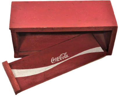 COCACOLA REKLAMLI AHŞAP SURGULU KAPAKLI KIRMIZI  BEYAZ YAZILI KUTU SAKLAMA KABI