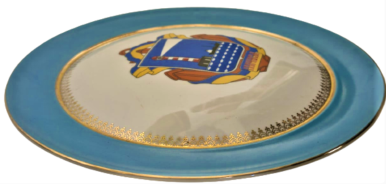 UKRAINA PORCELAIN KORESTEN LİMANI DENİZ CAKARLI FENERİ PORSELEN DUVAR TABAGI BOMBELİ KENARLAR ALTIN EL CEKME