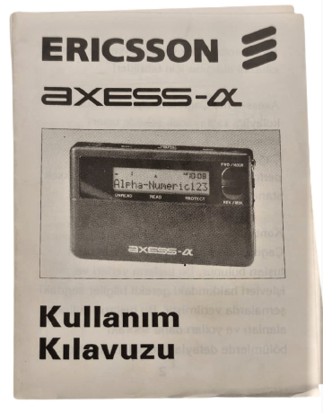 ERİCSSON AXESS CAGRI CİHAZI TEK ADET KALEM PİL İLE CALIŞIR ORJİNAL KULLANMA KILAVUZU VE KUTUSUNDA