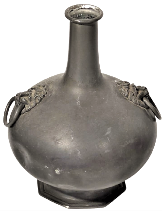 1960 REIN ZİNN ZİN ETAIN İTALYAN PETRO METAL VAZO CİFT TARAFINDA ASLAN BAŞI VE KULPLAR BULUNAN ALTI DAMGALI