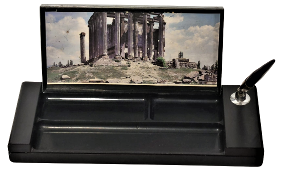 SCRIKSS MASA ÜZERİ KAPAKLI İÇERSİ UÇ BÖLMELİ ATAC İGNE KALEM KOYULABİLEN KUTU VE MAVİ DOLMA KALEMİ