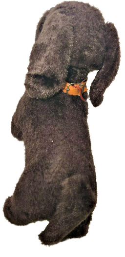 1970 PİLLİ KOYU KAHVERENGİ PELÜŞ KAPLI YURURKEN HAVLAYAN PİL KUTULU HAREKETLİ OYUNCAK  KÖPEK