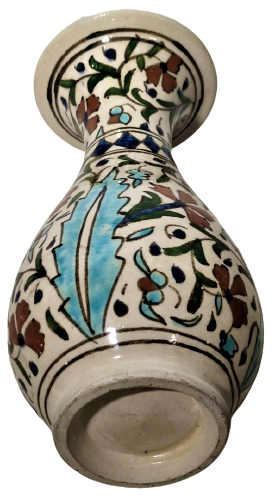 KUTAHYA  VAZO EL YAPIM ÜZERİ EL BOYAMA OSMANLI KARANFİLLERİ NAKŞEDİLMİŞ 