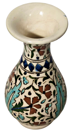 KUTAHYA  VAZO EL YAPIM ÜZERİ EL BOYAMA OSMANLI KARANFİLLERİ NAKŞEDİLMİŞ 