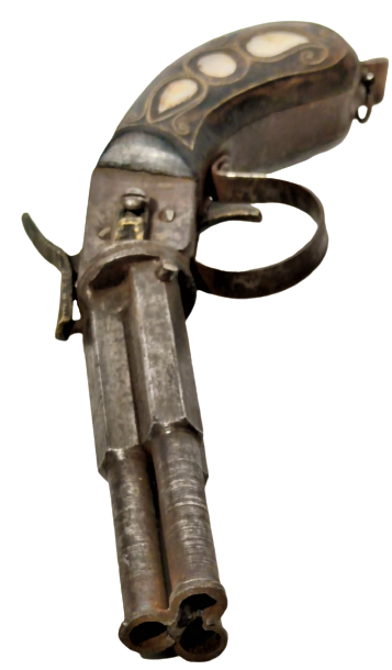 ÜC NAMLULU MEKANİK SEDEF KAKMALI KABZA EL YAPIMI ANTEP DOLDURMA CAKMAKLI TABANCA