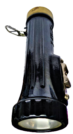 U.S.N. PERMISSIBLE ELECTRİC FLASHLIGHT USA 2. DUNYA ŞAVAŞI BAKALİT PİLLİ EL FENERİ ASKI APARATI DEVAMLI YAKMA VE FASILALI AC KAPA DUGMELİ