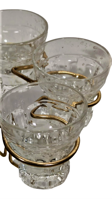 1960 NOSTAJI İCKİ TAKIMI AYAKLI SEYYAR STANDINDA ALTI ADET BARDAK LİKÖR VEYA SHOT BARDAGI OLARAK KULLANIMA UYGUN