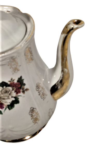 PORSEM ELEKTİRİKLİ PORSELEN KAPAKLI CAYDANLIK 220 VOLT 600 WAT ÜZERİ GÜL MOTİFLİ  ALTIN YALDIZ EL CEKME MOTİFLER