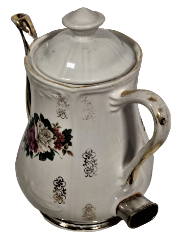 PORSEM ELEKTİRİKLİ PORSELEN KAPAKLI CAYDANLIK 220 VOLT 600 WAT ÜZERİ GÜL MOTİFLİ  ALTIN YALDIZ EL CEKME MOTİFLER