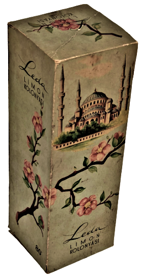 1960 LEDA LİMON KOLONYASI İSTAMBUL MANZARALI KARTON KUTU İCERSİNDE CAM KOLANYA ŞİŞESİ TAM TAKIM