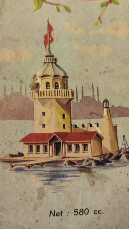 1960 LEDA LİMON KOLONYASI İSTAMBUL MANZARALI KARTON KUTU İCERSİNDE CAM KOLANYA ŞİŞESİ TAM TAKIM