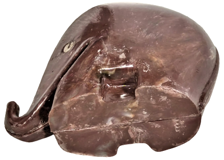 PAMUKBANK FİL FORMUNDA KAHVERENGİ PLASTİK UFAK BOYDA KUMBARA UZERİNDEKİ YAZISI SİLİNMİŞ