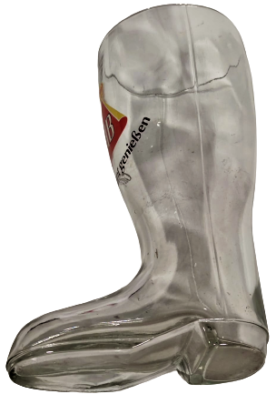 GUT GELAUNT GENİEBEN SIGARA REKLAM ARMALI ALMAN CAM BİRA BARDAGI CİZME ŞEKLİNDE TASARLANMIŞ 50 CC