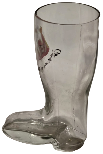 GUT GELAUNT GENİEBEN SIGARA REKLAM ARMALI ALMAN CAM BİRA BARDAGI CİZME ŞEKLİNDE TASARLANMIŞ 50 CC