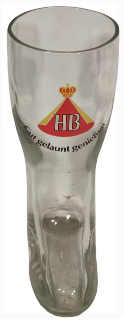 GUT GELAUNT GENİEBEN SIGARA REKLAM ARMALI ALMAN CAM BİRA BARDAGI CİZME ŞEKLİNDE TASARLANMIŞ 50 CC