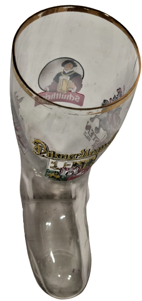 HOLSTEN BEIR BECK S PİLSNER URGUERL BİRA REKLAM ARMALARI OLAN ALMAN CAM BİRA BARDAGI CİZME ŞEKLİNDE TASARLANMIŞ 50 CC