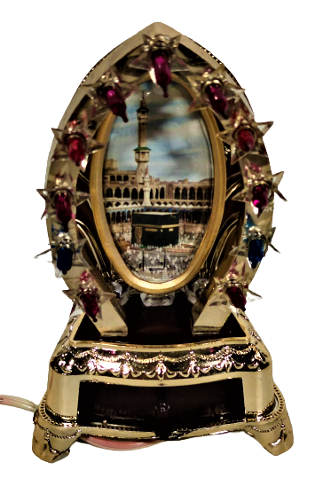 KENARLARINDA UFAK RENKLİ LANBALAR IŞIKLI CEKMECELİ MEKKE KABE GÖRSELLİ GECE LAMBASI KUTUSUNDA İTALYAN MALI