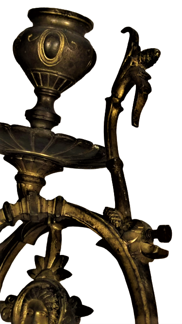 1930 FRANSIZ GOTİK TARZDA TASARLANMIŞ CİFT KOLLU DUVAR VEYA PİYANO ŞAMDANI İKİŞER  MUMLU