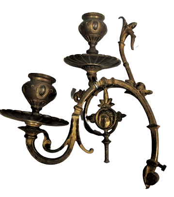 1930 FRANSIZ GOTİK TARZDA TASARLANMIŞ CİFT KOLLU DUVAR VEYA PİYANO ŞAMDANI İKİŞER  MUMLU